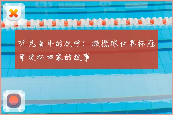 听见南非的欢呼:橄榄球世界杯冠军奖杯回家的故事